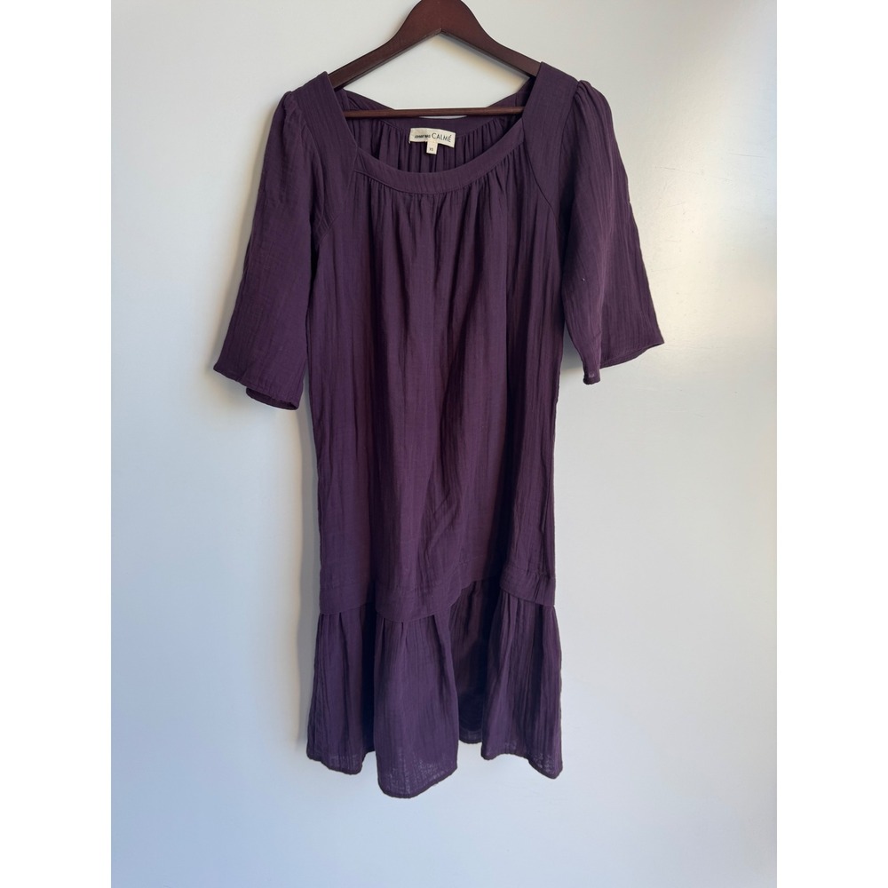 Johnny Was Calme Burgundy Cotton Gauze Tiered Boho Shift Dress 030418-7 XS